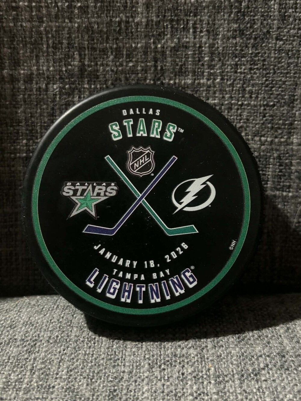 Dallas Stars vs Tampa Bay Lightning January 18, 2026 Official Match Up Puck